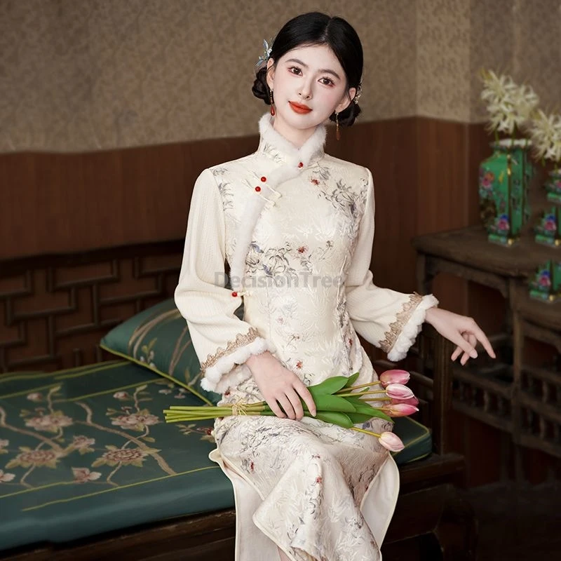 2025 temperament chinese cheongsam vintage elegant lady daily exquisite high end qipao long sleeved warm winter qipao dress
2025 temperament chinese cheongsam vintage elegant lady daily exquisite high end qipao long sleeved warm winter qipao dress