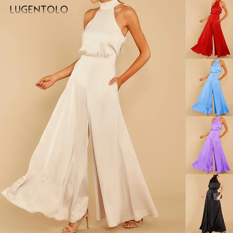Women Elegant Halter Jumpsuits High Waist Strapless Sprng Summer Lady Party Solid Lace-up New Fashion Wide-leg Jumpsuit
Women Elegant Halter Jumpsuits High Waist Strapless Sprng Summer Lady Party Solid Lace-up New Fashion Wide-leg Jumpsuit