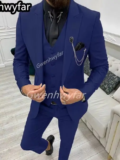 Gwenhwyfar Handsome Navy Blue Men's Suit Wedding Groom Tuxedo Single Breasted Business Blazer Prom 3 Piece Jacket Vest Pants
Gwenhwyfar Handsome Navy Blue Men's Suit Wedding Groom Tuxedo Single Breasted Business Blazer Prom 3 Piece Jacket Vest Pants