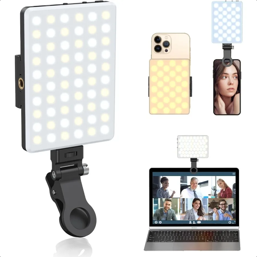 Selfie Light Phone Light with Front Back Clip 60 LED Portable Light with odes 5000mAh Rechargeable Video Light for Phone iPhone
Selfie Light Phone Light with Front Back Clip 60 LED Portable Light with odes 5000mAh Rechargeable Video Light for Phone iPhone