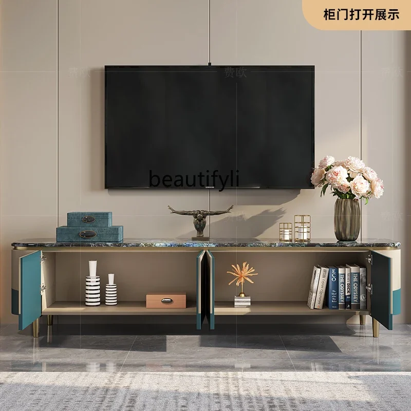 Light luxury TV cabinet small apartment marble designer custom Italian high-end floor cabinet combination
Light luxury TV cabinet small apartment marble designer custom Italian high-end floor cabinet combination