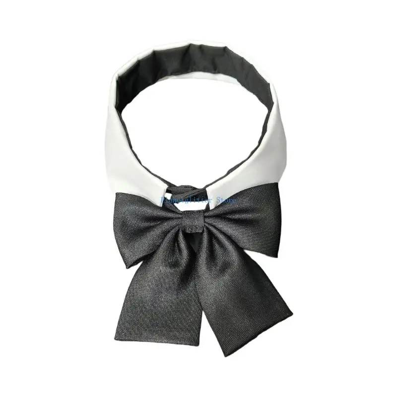 652B Women Preppy Styles Lapel Blouse Detachable Faux Collar Accent with Bowtie Front
652B Women Preppy Styles Lapel Blouse Detachable Faux Collar Accent with Bowtie Front