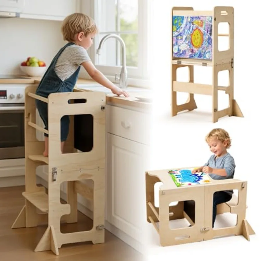 Toddler Standing Tower for 12M+ Montessori Foldable Learning Standing Tower with Blackboard Anti-tip Structure Design Wooden Ki
Toddler Standing Tower for 12M+ Montessori Foldable Learning Standing Tower with Blackboard Anti-tip Structure Design Wooden Ki
