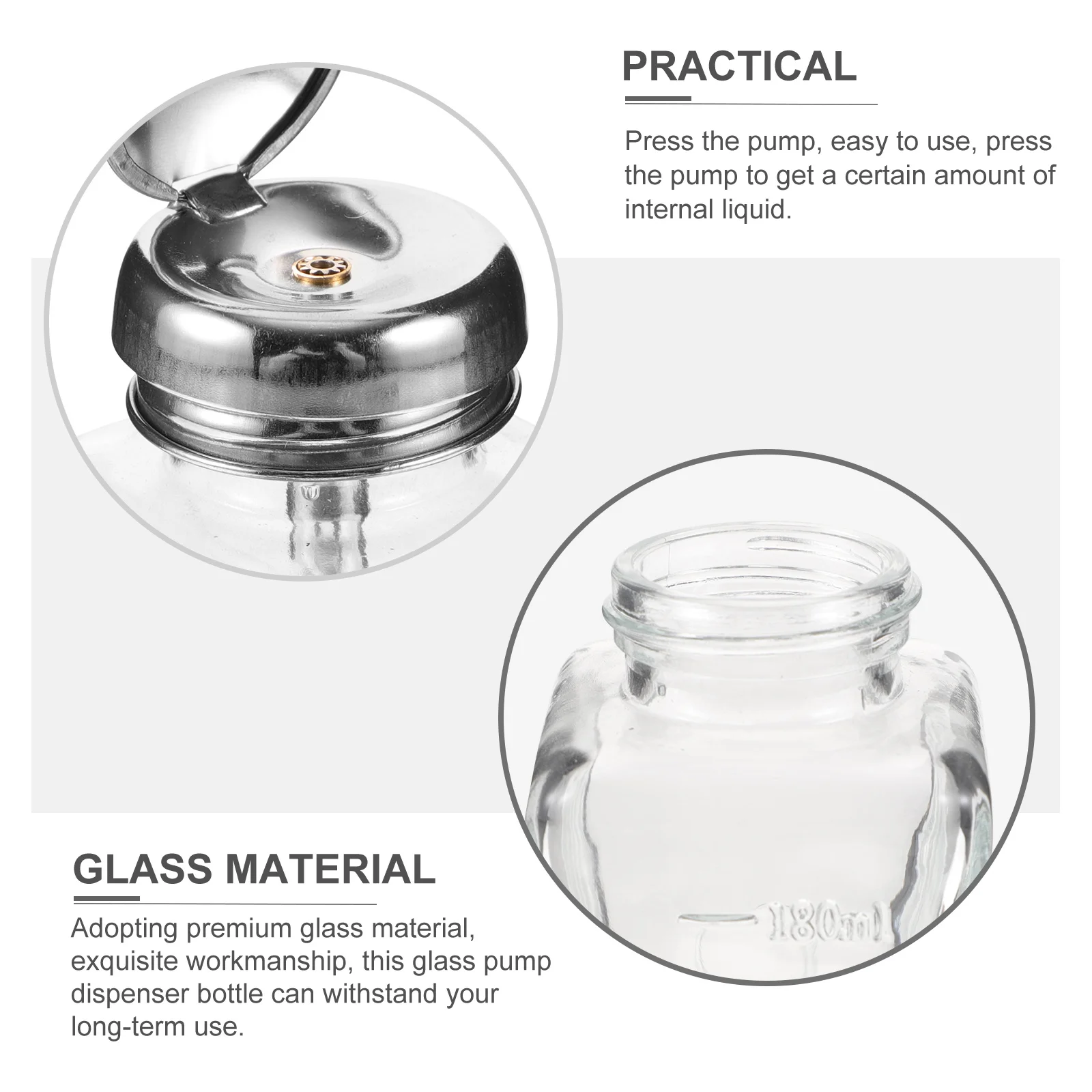Transparent Clear Glass Pump Bottle Press Pump Dispenser Empty Glass Bottle for Nail Polish Remover Storage Leakproof
Transparent Clear Glass Pump Bottle Press Pump Dispenser Empty Glass Bottle for Nail Polish Remover Storage Leakproof