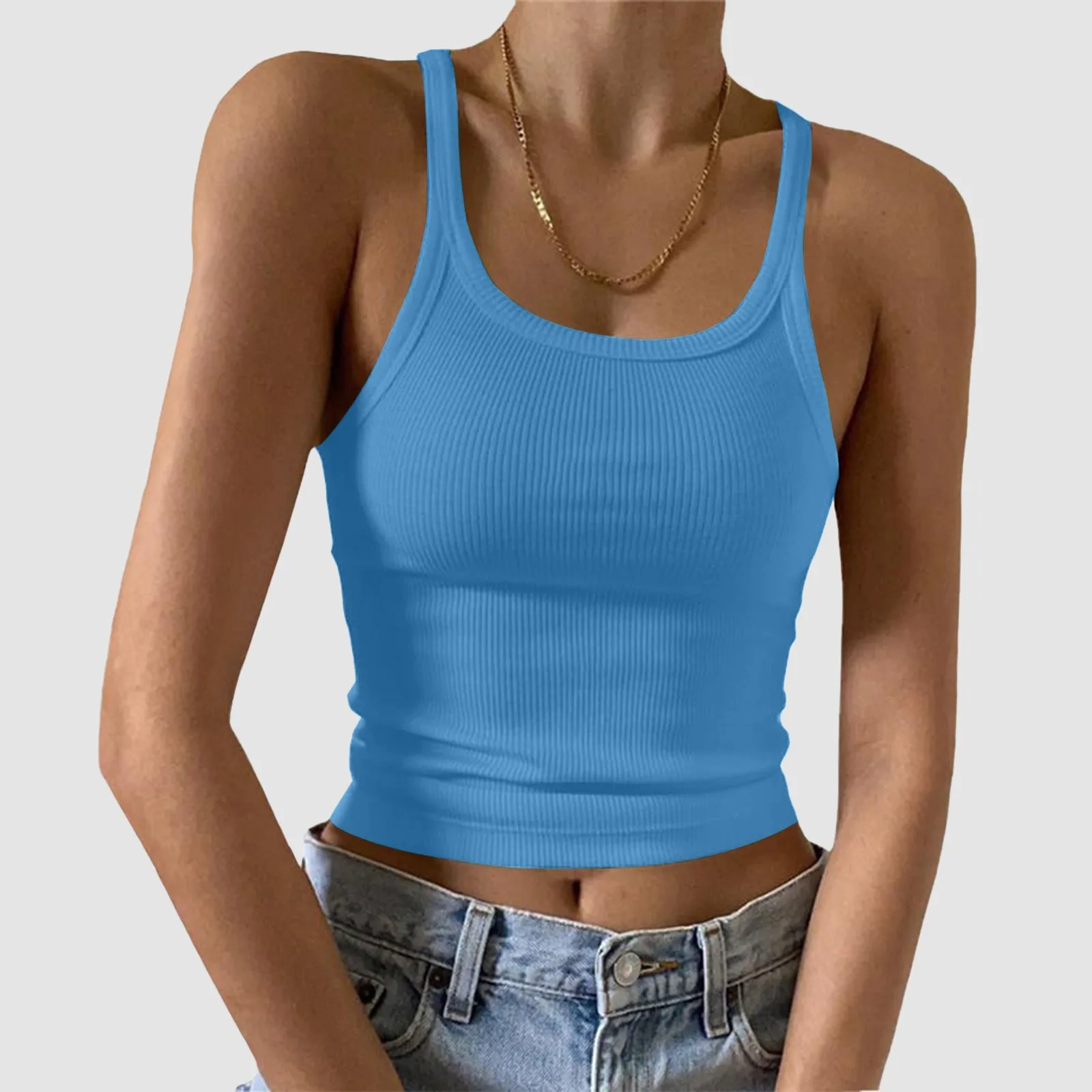 Ladies Summer Casual Basic Tanks Solid Color Slimming Fit Vests Beach Vacation Classic Simplicity Round Neck Sleeveless T Shirt
Ladies Summer Casual Basic Tanks Solid Color Slimming Fit Vests Beach Vacation Classic Simplicity Round Neck Sleeveless T Shirt