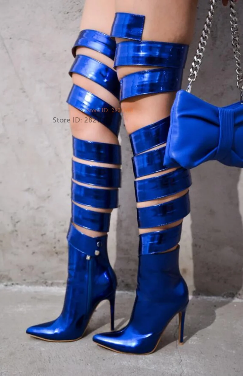 Spiral Version Pointy Toe Blue Leather Cut Out Thin Heeled High Heel Over The Knee Long Boots Women Thigh High Boots
Spiral Version Pointy Toe Blue Leather Cut Out Thin Heeled High Heel Over The Knee Long Boots Women Thigh High Boots