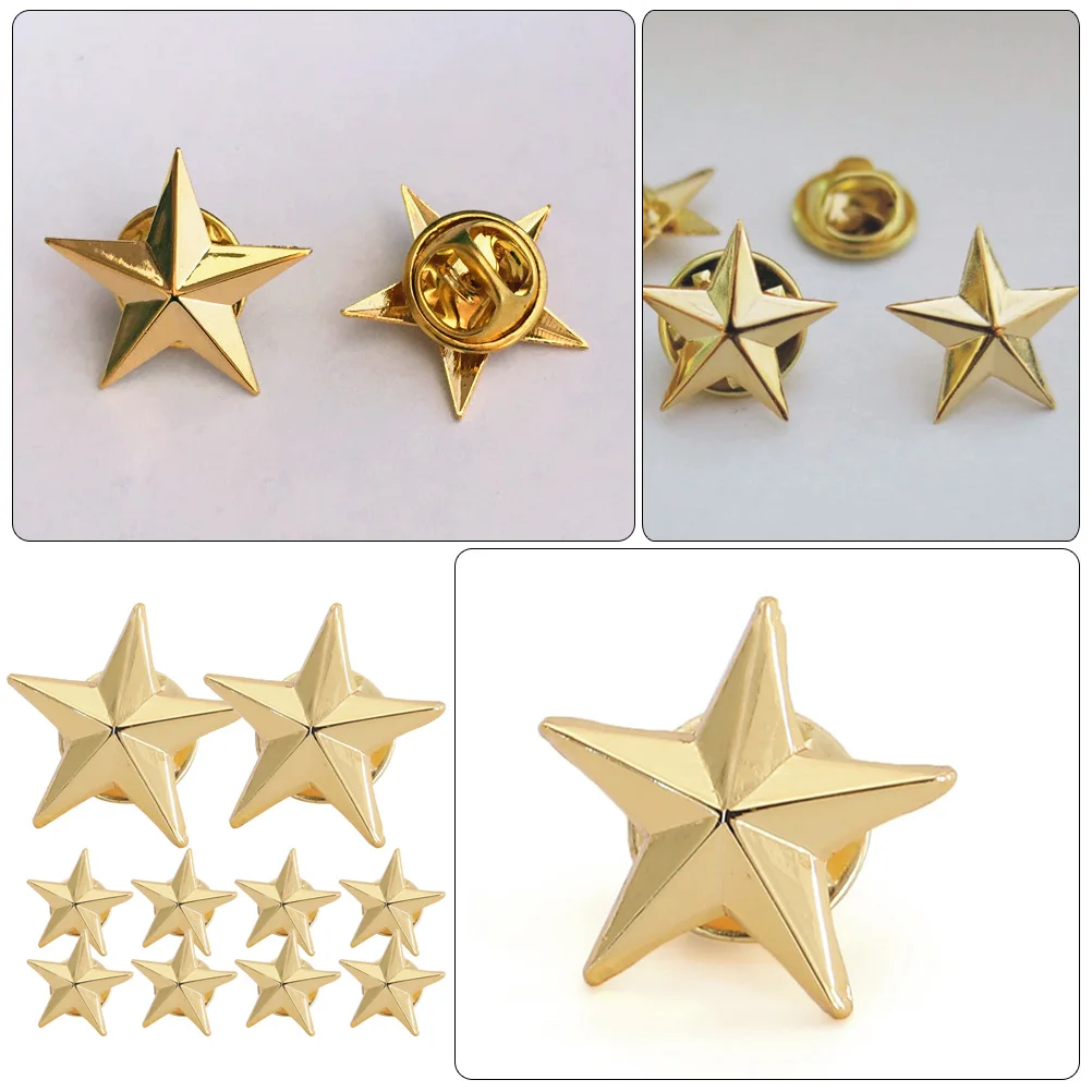 10pcs Metal Badges Star Lapel Pins 3D Golden Decorative Star Shape Hat Party Costume Decoration Pins for Independence Day
10pcs Metal Badges Star Lapel Pins 3D Golden Decorative Star Shape Hat Party Costume Decoration Pins for Independence Day