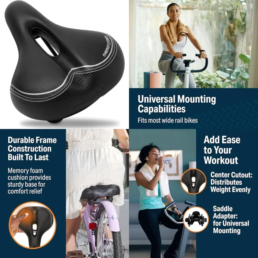 Extra Wide Replacement Saddle - Fits Bicycles - Steel Spring Elastomer Suspension - Center Cutout - Memory Foam
Extra Wide Replacement Saddle - Fits Bicycles - Steel Spring Elastomer Suspension - Center Cutout - Memory Foam