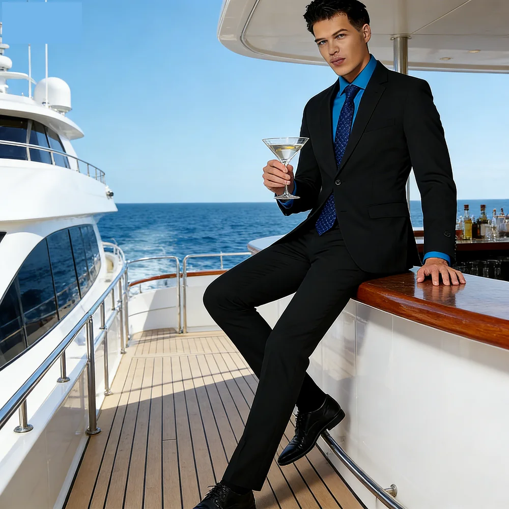 Мужской костюм-двойка Slim Fit из дышащего полиэстера для свадьбы и торжественных мероприятий с возможностью использования черного галстука
Мужской костюм-двойка Slim Fit из дышащего полиэстера для свадьбы и торжественных мероприятий с возможностью использования черного галстука