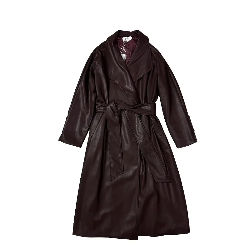 Autumn New French Temperament Commuting Large Lapel Collar Medium and Long Leather Jacket Women's Waist Over Knee Trench Coat
Autumn New French Temperament Commuting Large Lapel Collar Medium and Long Leather Jacket Women's Waist Over Knee Trench Coat