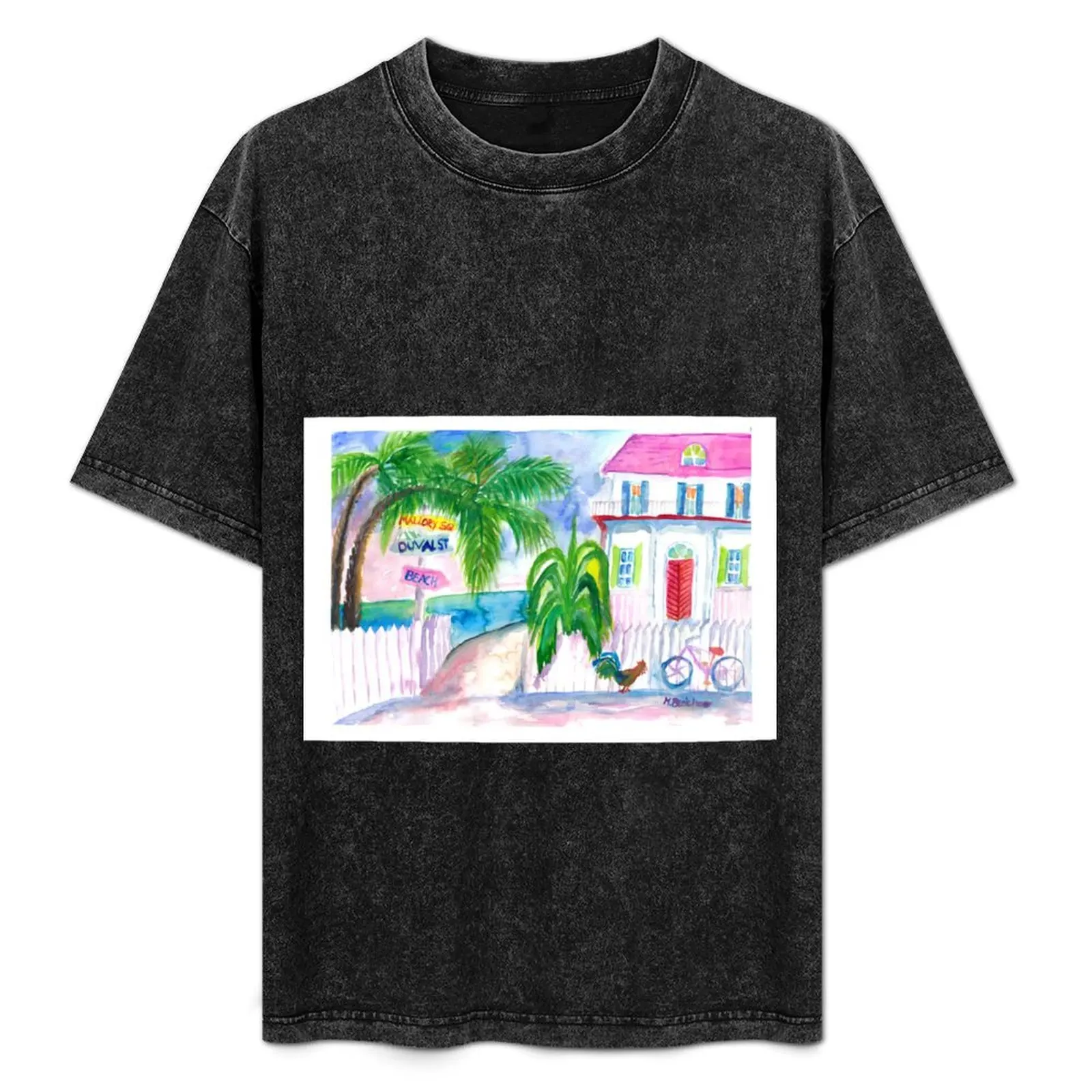 Key West Pink House and Signpost with Bike T-Shirt Summer Print Short Sleeve Tee
Key West Pink House and Signpost with Bike T-Shirt Summer Print Short Sleeve Tee