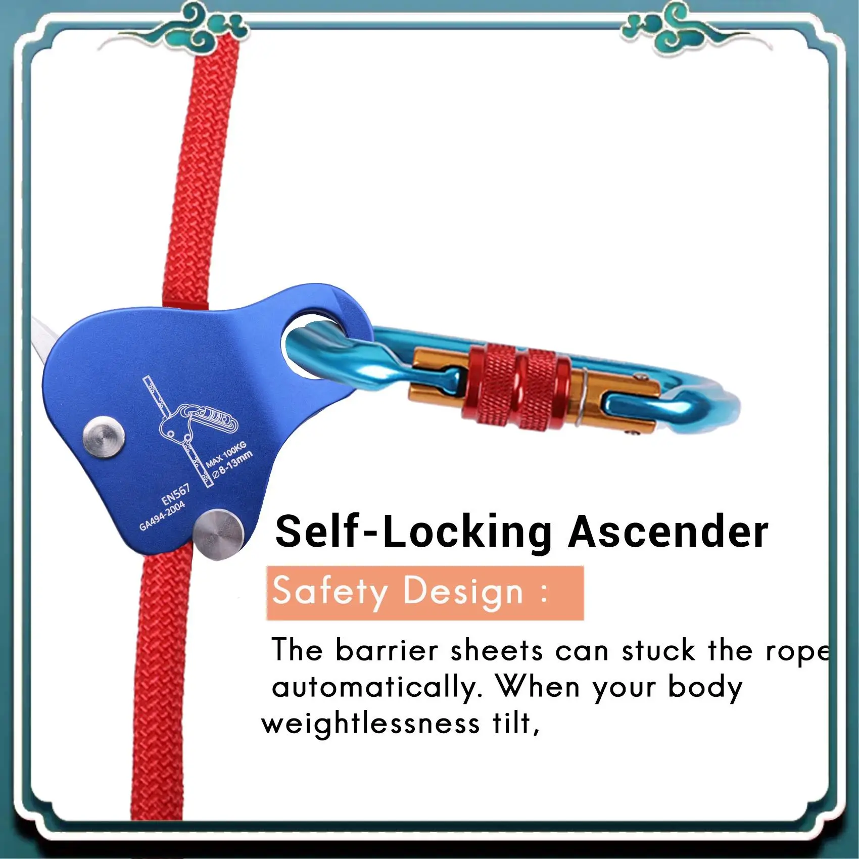 Reliable Rope Ascender,Rock Climbing Tree Arborist Rope Grab Self-Locking Rope Grip For Outdoor Climbing And Rescue 8-13MM
Reliable Rope Ascender,Rock Climbing Tree Arborist Rope Grab Self-Locking Rope Grip For Outdoor Climbing And Rescue 8-13MM