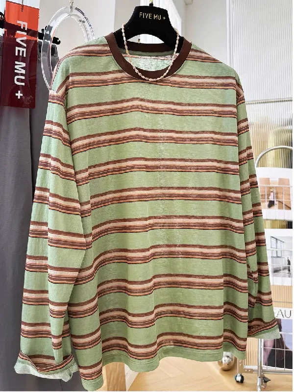 plus Size Women's Summer Casual Loose Long Sleeve T-shirt Color Block Striped Thin Top Sunshade Cover up Korean Style Polyest...
plus Size Women's Summer Casual Loose Long Sleeve T-shirt Color Block Striped Thin Top Sunshade Cover up Korean Style Polyest...
