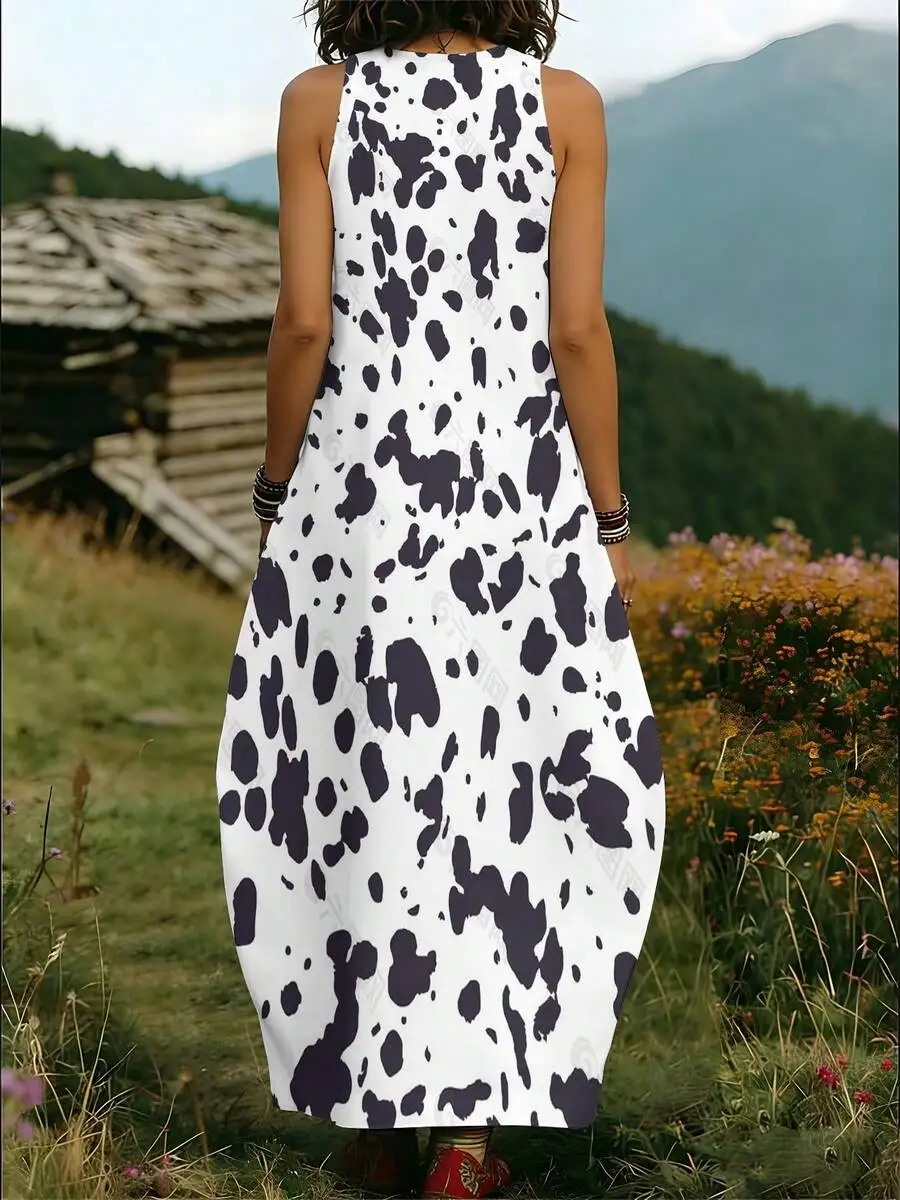 Plus Size Sleeveless Round Neck Cow Print Knit Dress Casual Summer Women
Plus Size Sleeveless Round Neck Cow Print Knit Dress Casual Summer Women