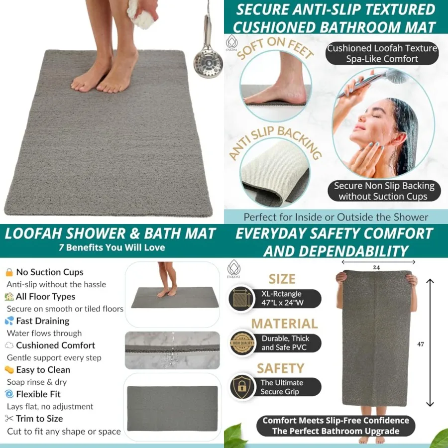 Anti Slip Shower Mat - Non Slip Shower Mats for Inside Shower - Large 47x24 Loofah Shower Floor Mat Non Slip - Bath Mat for Sho
Anti Slip Shower Mat - Non Slip Shower Mats for Inside Shower - Large 47x24 Loofah Shower Floor Mat Non Slip - Bath Mat for Sho