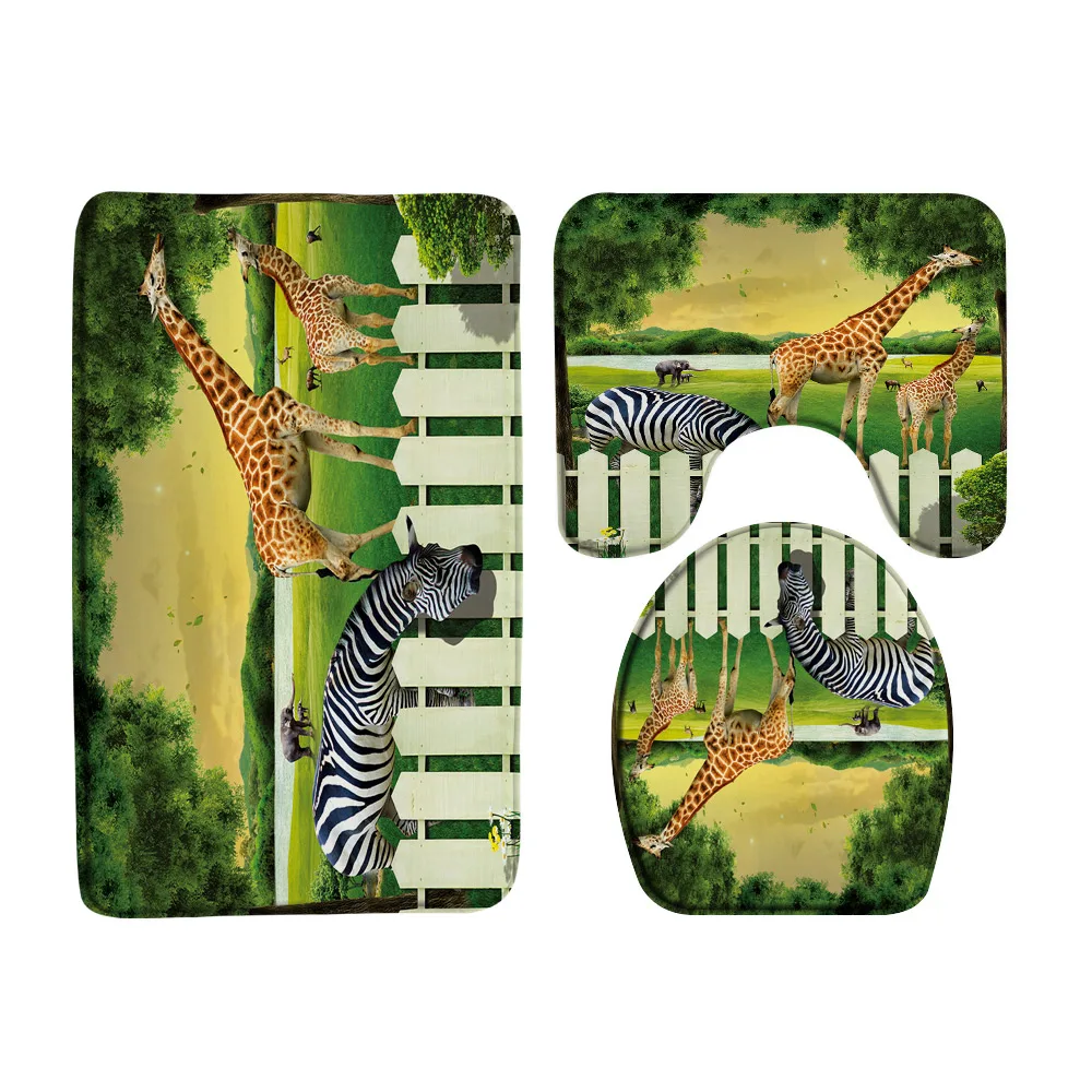 Zebra Giraffe Bath Mat Sets Wild Animal Garden Green Trees Bathroom Decor Rugs Doormat Toilet Lid Cover Non Slip U-shaped Carpet
Zebra Giraffe Bath Mat Sets Wild Animal Garden Green Trees Bathroom Decor Rugs Doormat Toilet Lid Cover Non Slip U-shaped Carpet