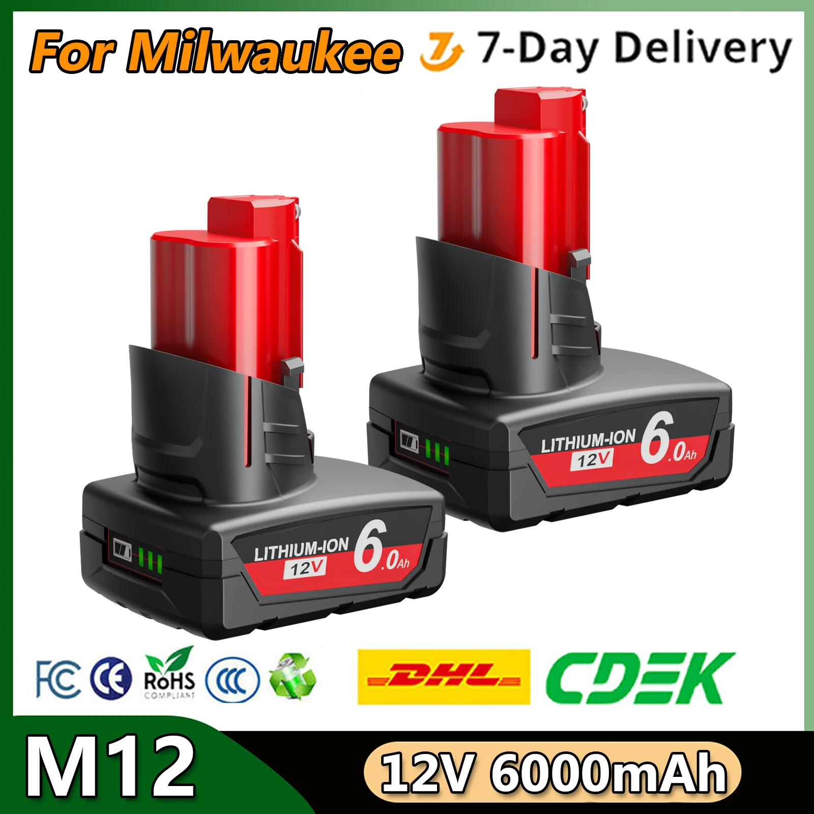 Сменный аккумулятор для Milwaukee M12, 12 В, 6000 мАч, для инструментов Milwaukee, 12 В, перезаряжаемый аккумулятор со светодиодной подсветкой 48-11-2402
Сменный аккумулятор для Milwaukee M12, 12 В, 6000 мАч, для инструментов Milwaukee, 12 В, перезаряжаемый аккумулятор со светодиодной подсветкой 48-11-2402