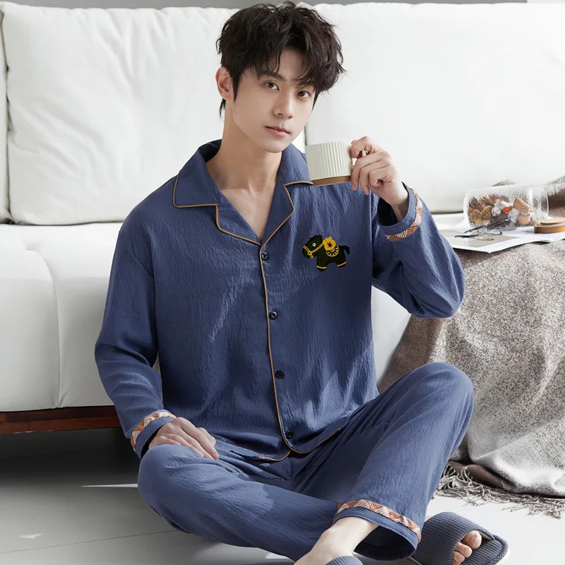 Plus Size 2026 Spring and Autumn Men's Pajamas Long Sleeved Pants Ponytail Jacquard Cartoon Cute Home Clothes Student Sleepwear
Plus Size 2026 Spring and Autumn Men's Pajamas Long Sleeved Pants Ponytail Jacquard Cartoon Cute Home Clothes Student Sleepwear