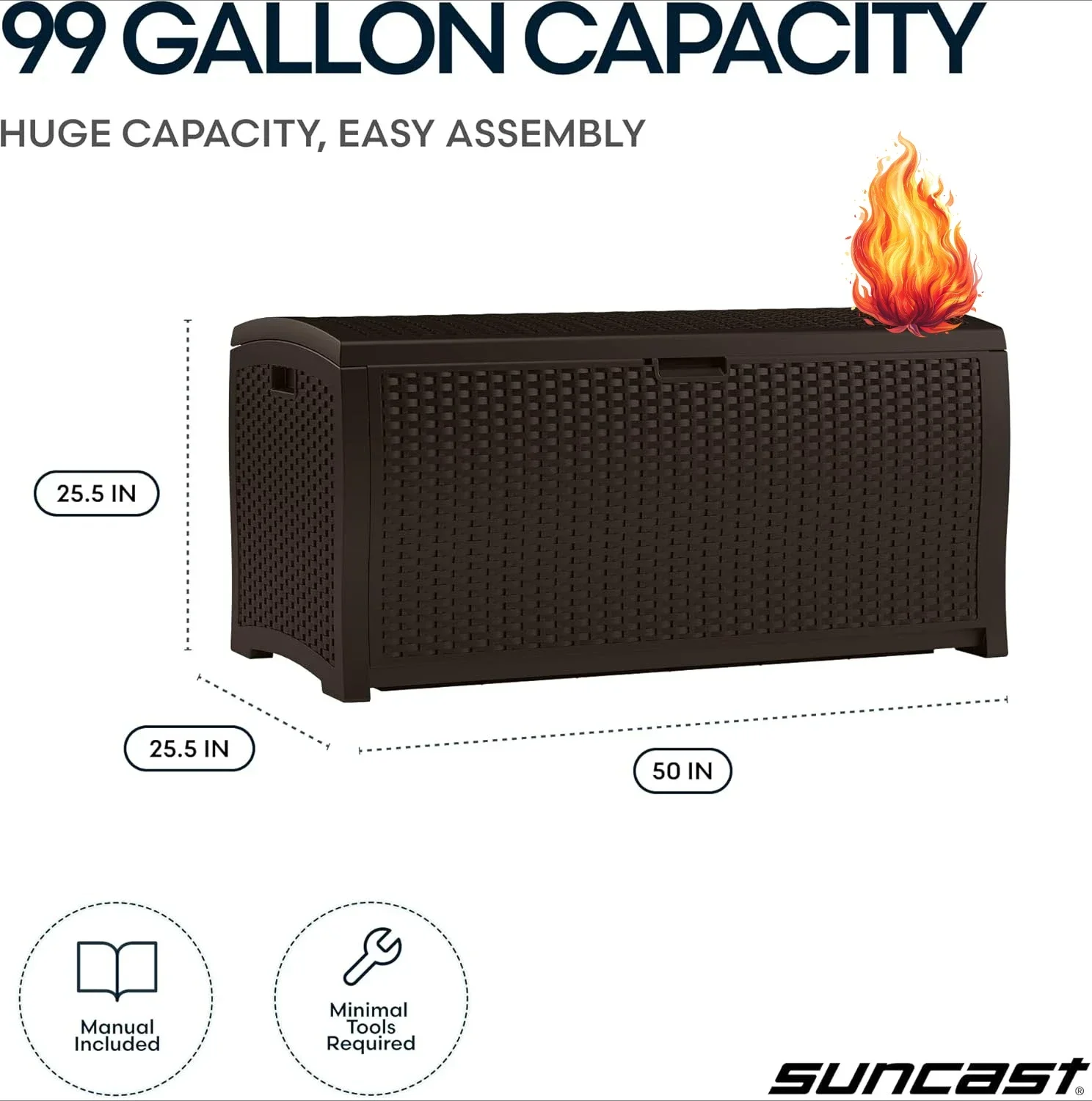 DBW9200 99 Gallon Outdoor Wicker Plastic Patio Storage Chest Bin with Handles for Patio, Garden, Garage, or Pool for All Weather
DBW9200 99 Gallon Outdoor Wicker Plastic Patio Storage Chest Bin with Handles for Patio, Garden, Garage, or Pool for All Weather