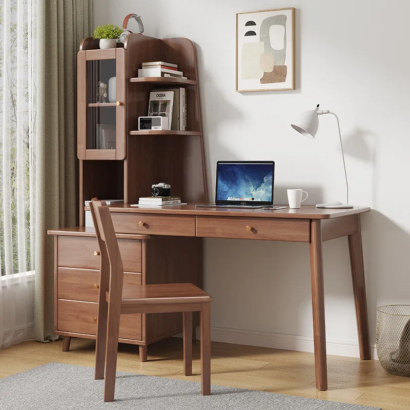 Solid wood retractable desk bookshelf integrated computer simple modern home bedroom with sub-cabinet writing
Solid wood retractable desk bookshelf integrated computer simple modern home bedroom with sub-cabinet writing