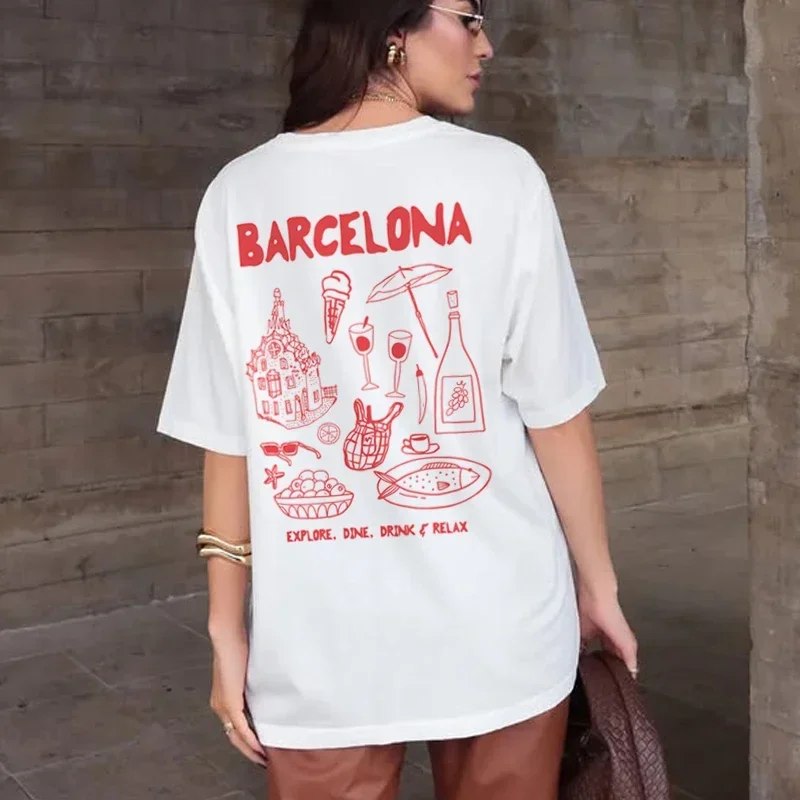 Plus Size Women Barcelona Graphic T Shirt Cute Y2k Spain Travel T-Shirt Aesthetic Coastal Short Sleeve Shirt Unisex Vacation Top
Plus Size Women Barcelona Graphic T Shirt Cute Y2k Spain Travel T-Shirt Aesthetic Coastal Short Sleeve Shirt Unisex Vacation Top