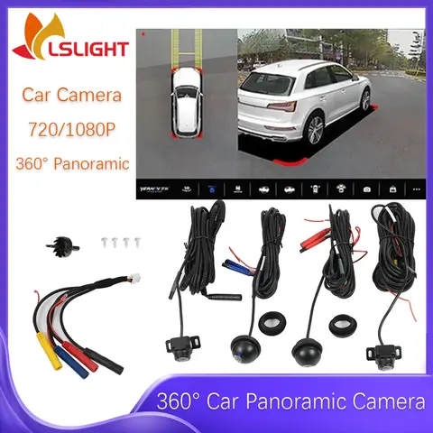 Car Rear Front Left Right Camera 360° Panoramic View 720/1080P HD DVR Support Android Radio Multimedia Electronics Accessories