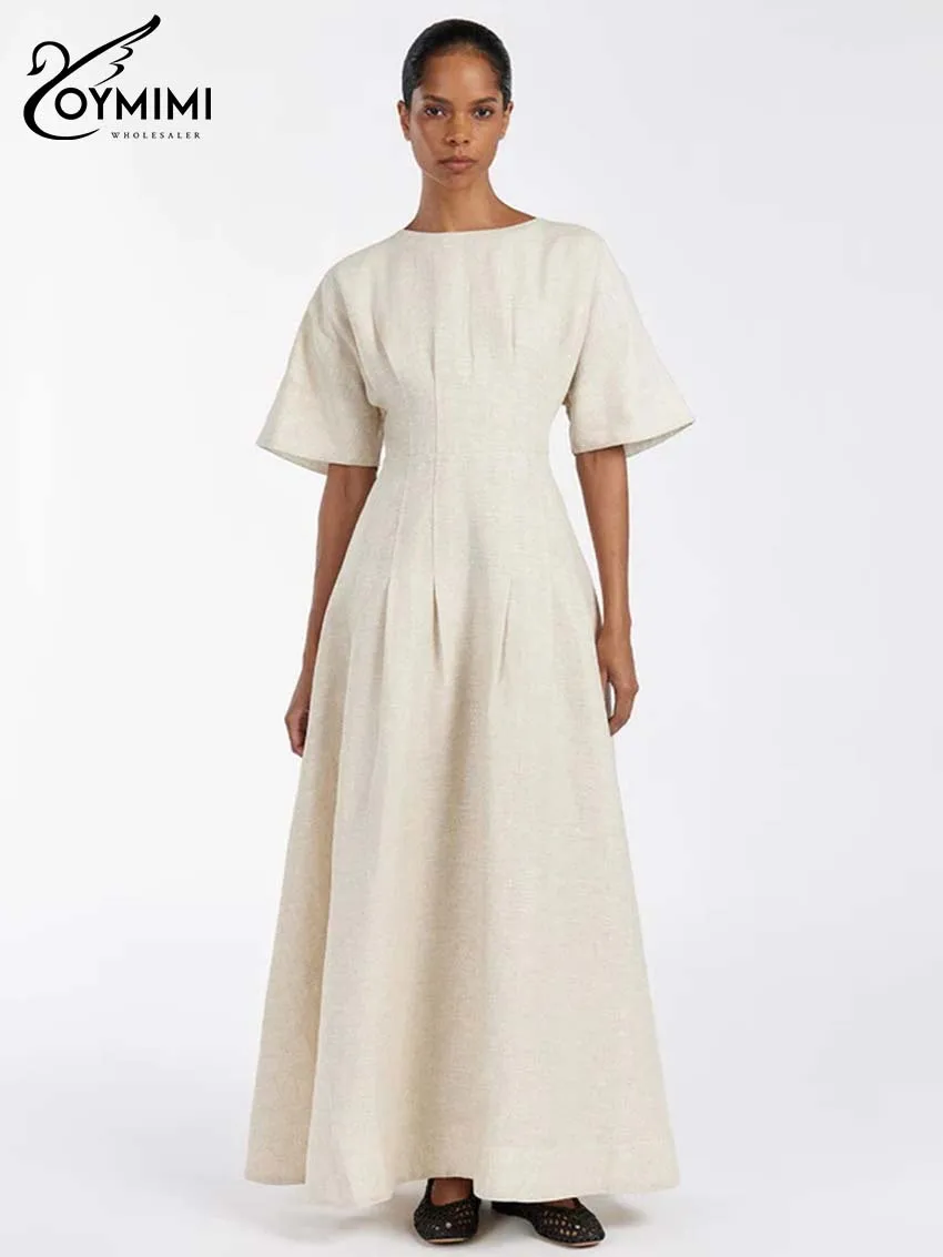 Oymimi Casual Apricot O-Neck Dresses 2025 Woman Elegant Half Sleeve High Waisted Dresses Fashion Loose Cotton Ankle-Length Dress
Oymimi Casual Apricot O-Neck Dresses 2025 Woman Elegant Half Sleeve High Waisted Dresses Fashion Loose Cotton Ankle-Length Dress