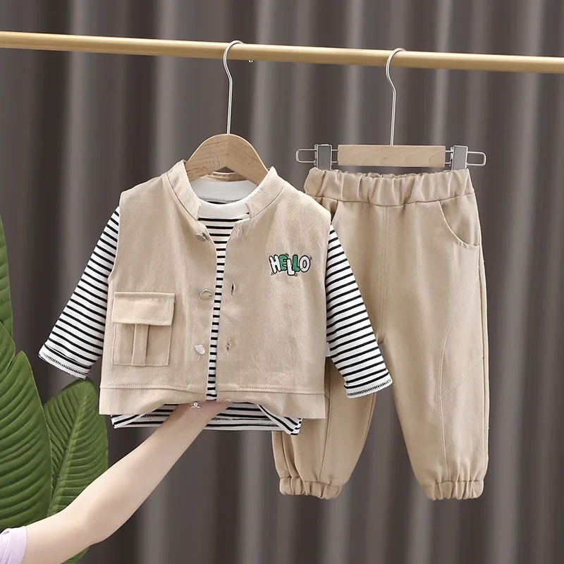 New Spring Autumn Baby Boys Clothes Suit Children Vest T-Shirt Pants 3Pcs/Sets Kids Clothing Infant Costume Toddler Tracksuits
New Spring Autumn Baby Boys Clothes Suit Children Vest T-Shirt Pants 3Pcs/Sets Kids Clothing Infant Costume Toddler Tracksuits