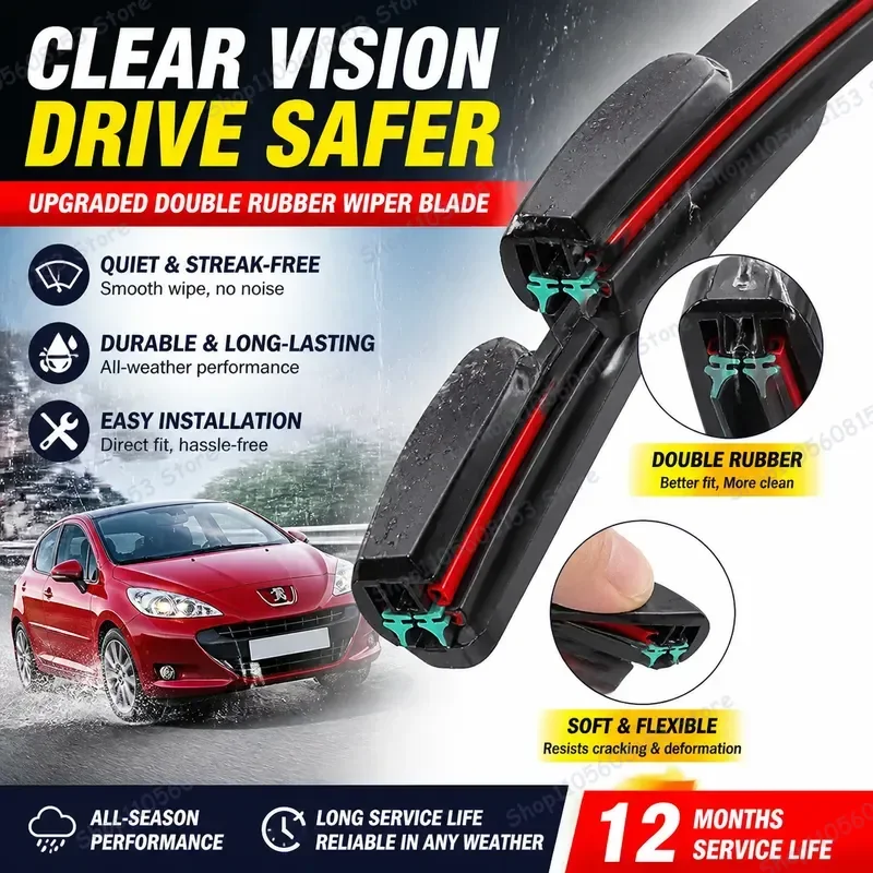 For Peugeot 2008 208 3008 308 T9 Hatchback Estate 2008–2020 For Car Windshield Wiper Blades 11-Layer Silicone All-Weather
For Peugeot 2008 208 3008 308 T9 Hatchback Estate 2008–2020 For Car Windshield Wiper Blades 11-Layer Silicone All-Weather