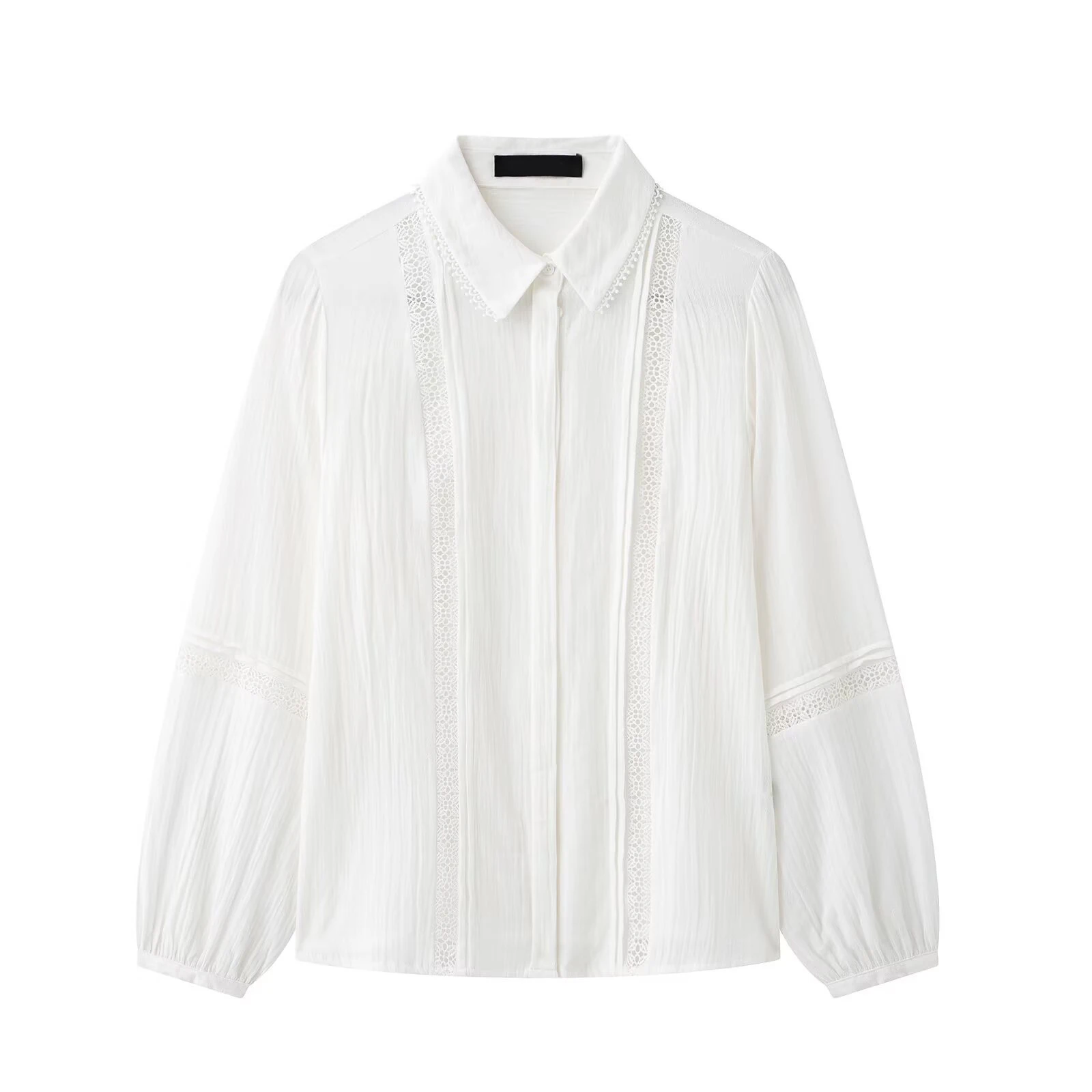 Lace Patchwork Hollow Out Blouse Women Single Breasted Lapel Collar White Blouses Spring Simple Casual Fashion Lon Sleeve Shirts
Lace Patchwork Hollow Out Blouse Women Single Breasted Lapel Collar White Blouses Spring Simple Casual Fashion Lon Sleeve Shirts