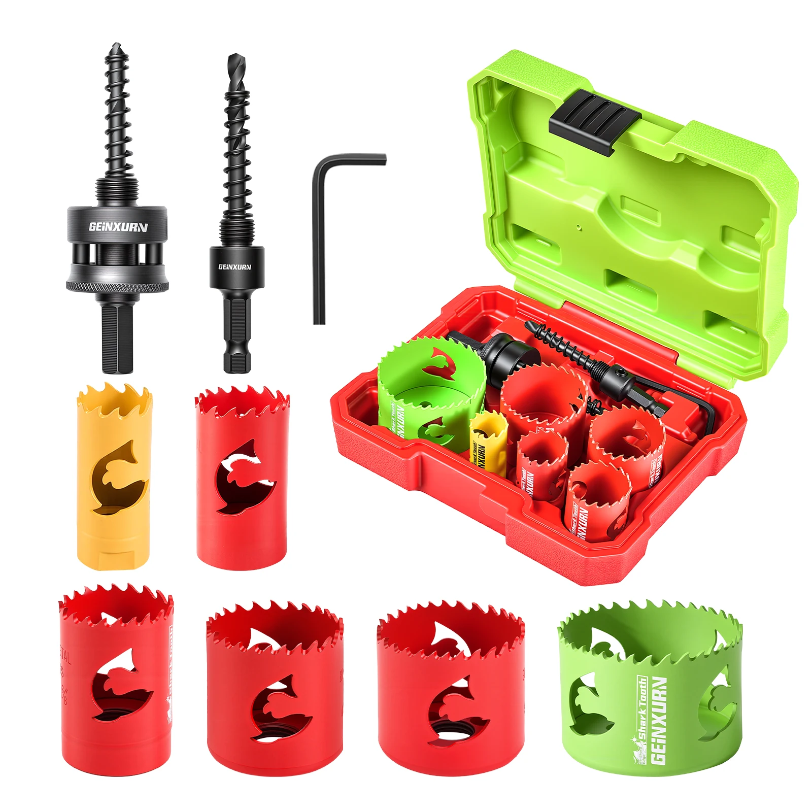Geinxurn 8PCS Hole Saw Set(7/8'',1-1/8'',1-3/8'',1-3/4'',2'',2-1/2''), Shark Tooth Blade, 3x Faster Drilling for DIY & Home Use
Geinxurn 8PCS Hole Saw Set(7/8'',1-1/8'',1-3/8'',1-3/4'',2'',2-1/2''), Shark Tooth Blade, 3x Faster Drilling for DIY & Home Use
