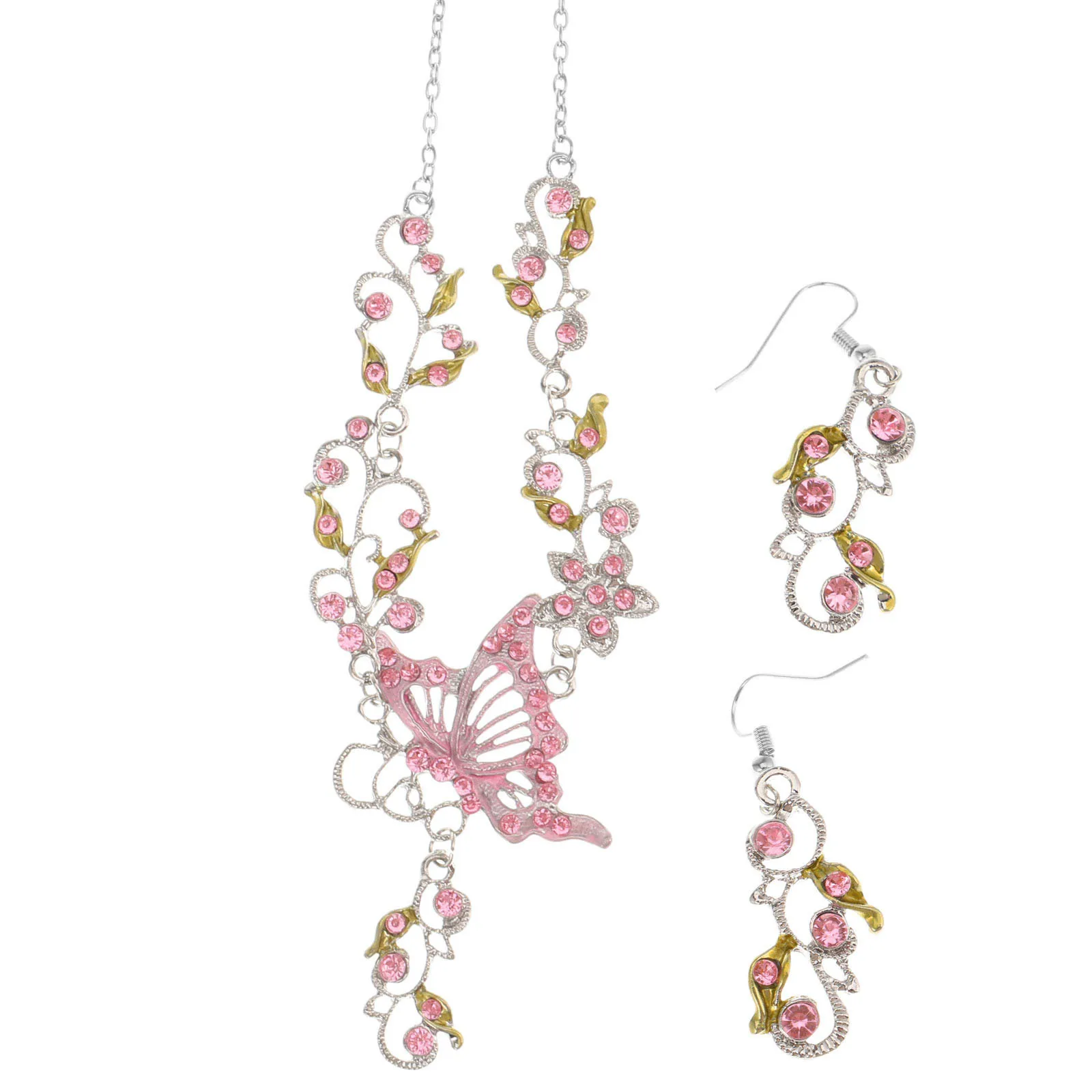 Rhinestones Earring Necklace Flower Butterflies Jewelry 1Set Durable Safe Skin Friendly Excellent Workmanship Party Wear
Rhinestones Earring Necklace Flower Butterflies Jewelry 1Set Durable Safe Skin Friendly Excellent Workmanship Party Wear
