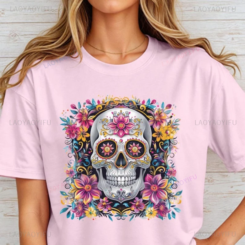 Day of The Dead Softstyle Woman T Shirt Dia De Los Muertos Spooky Skull Shirt Halloween Tee Gothic Short Sleev Cotton Tops Tee
Day of The Dead Softstyle Woman T Shirt Dia De Los Muertos Spooky Skull Shirt Halloween Tee Gothic Short Sleev Cotton Tops Tee