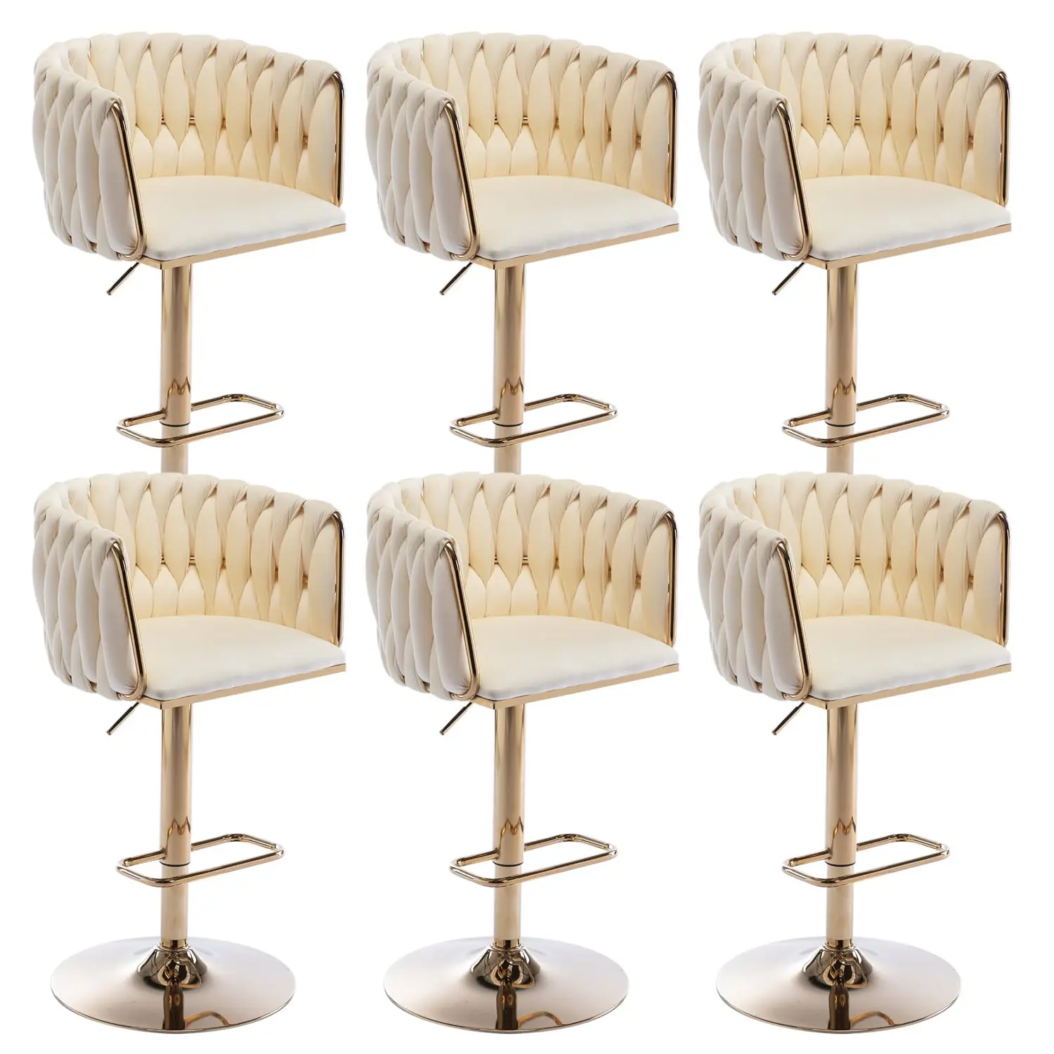 Counter Height Swivel Bar Stools Set Of 6 Velvet Upholstered Woven Back Kitchen Cafe 24in, Customized
Counter Height Swivel Bar Stools Set Of 6 Velvet Upholstered Woven Back Kitchen Cafe 24in, Customized