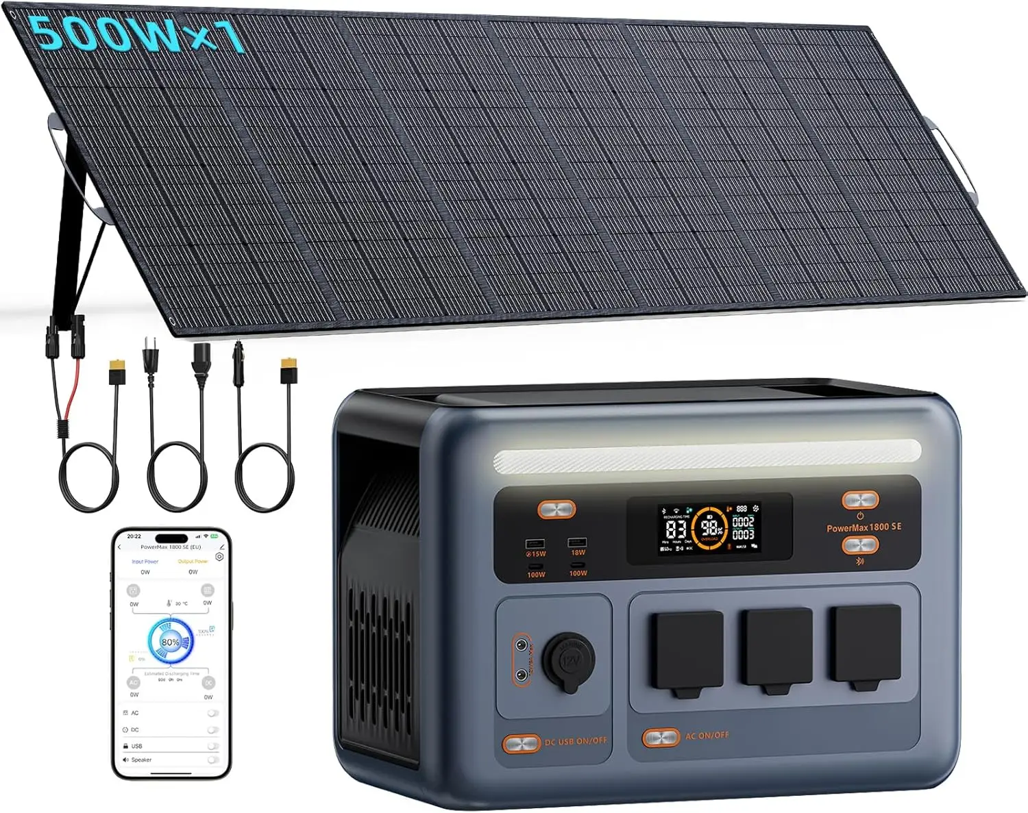 OSCAL PowerMax 1800SE Portable Power Station with 1 x 500W Solar Panel, 1024Wh LiFePO4 Battery, 45 Min Fast Charging (0-80%)
OSCAL PowerMax 1800SE Portable Power Station with 1 x 500W Solar Panel, 1024Wh LiFePO4 Battery, 45 Min Fast Charging (0-80%)