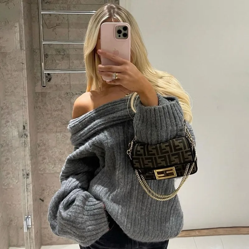 Tuularose Long Sleeve Knit Sweater Women Autumn Winter Oversized Off Shoulder Pullover Street Fashion Vintage Loose Knitted Tops
Tuularose Long Sleeve Knit Sweater Women Autumn Winter Oversized Off Shoulder Pullover Street Fashion Vintage Loose Knitted Tops