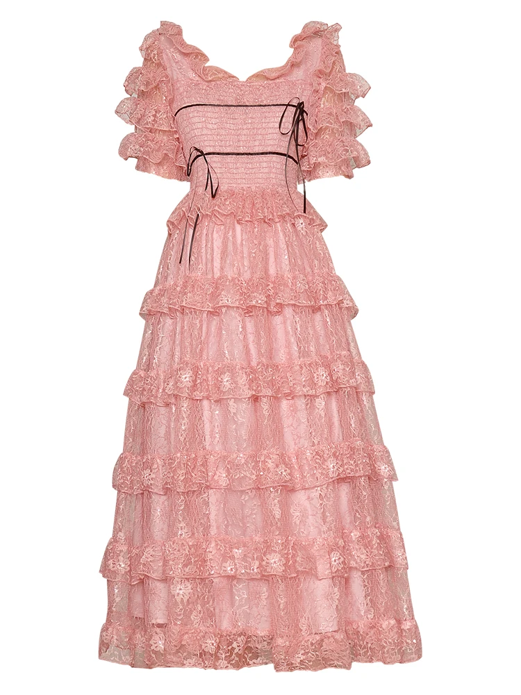 High Quality Women's Summer New Designer Fashion Vintage Elegant Casual Party Sexy High Street Short Sleeves Lace Midi Dress
High Quality Women's Summer New Designer Fashion Vintage Elegant Casual Party Sexy High Street Short Sleeves Lace Midi Dress