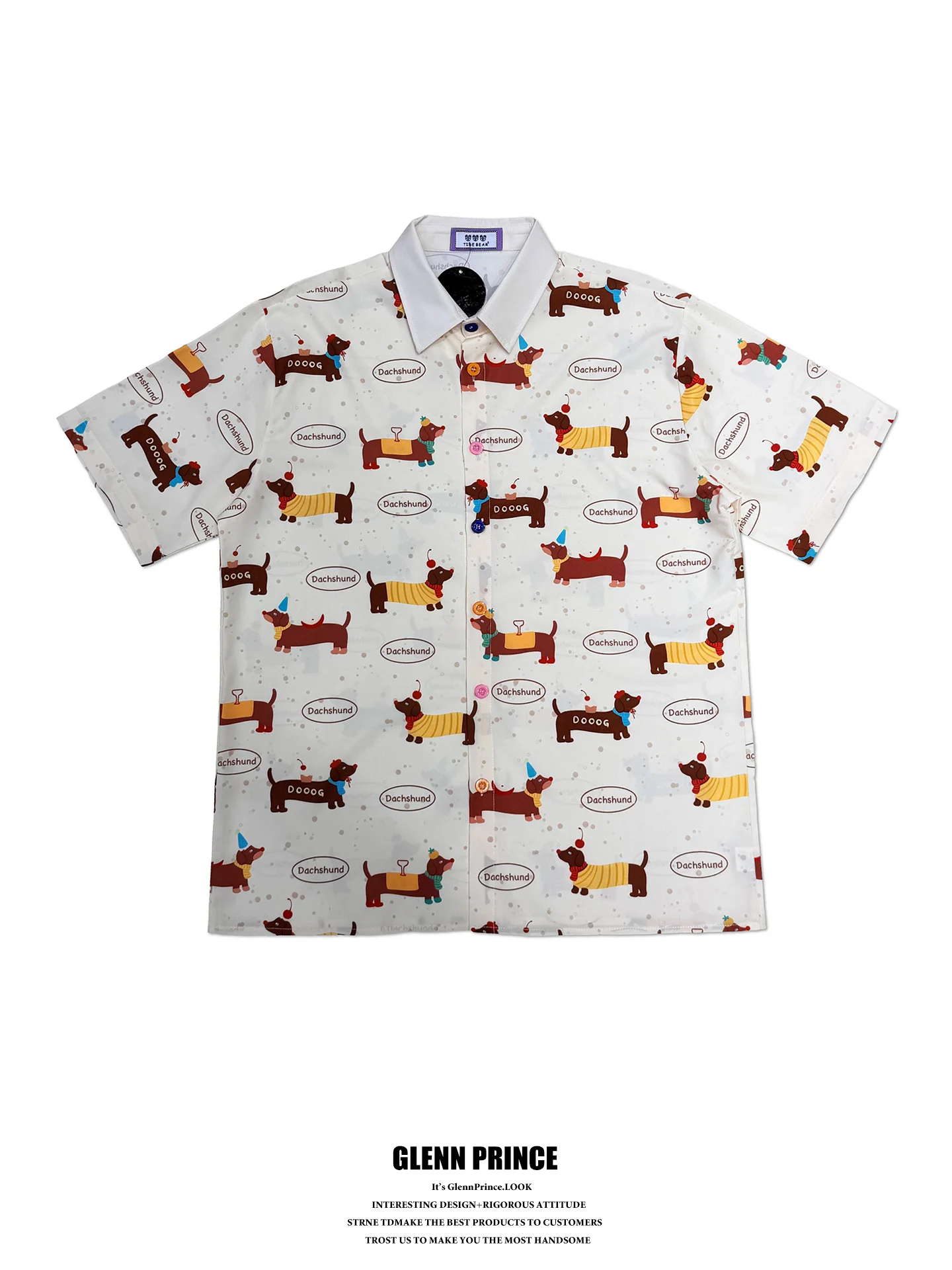 GPstudio Japanese Retro Fun Sausage Dog Print Short Sleeve Casual Shirt Men Summer Small Audience Half Sleeve Shirt Polyester
GPstudio Japanese Retro Fun Sausage Dog Print Short Sleeve Casual Shirt Men Summer Small Audience Half Sleeve Shirt Polyester