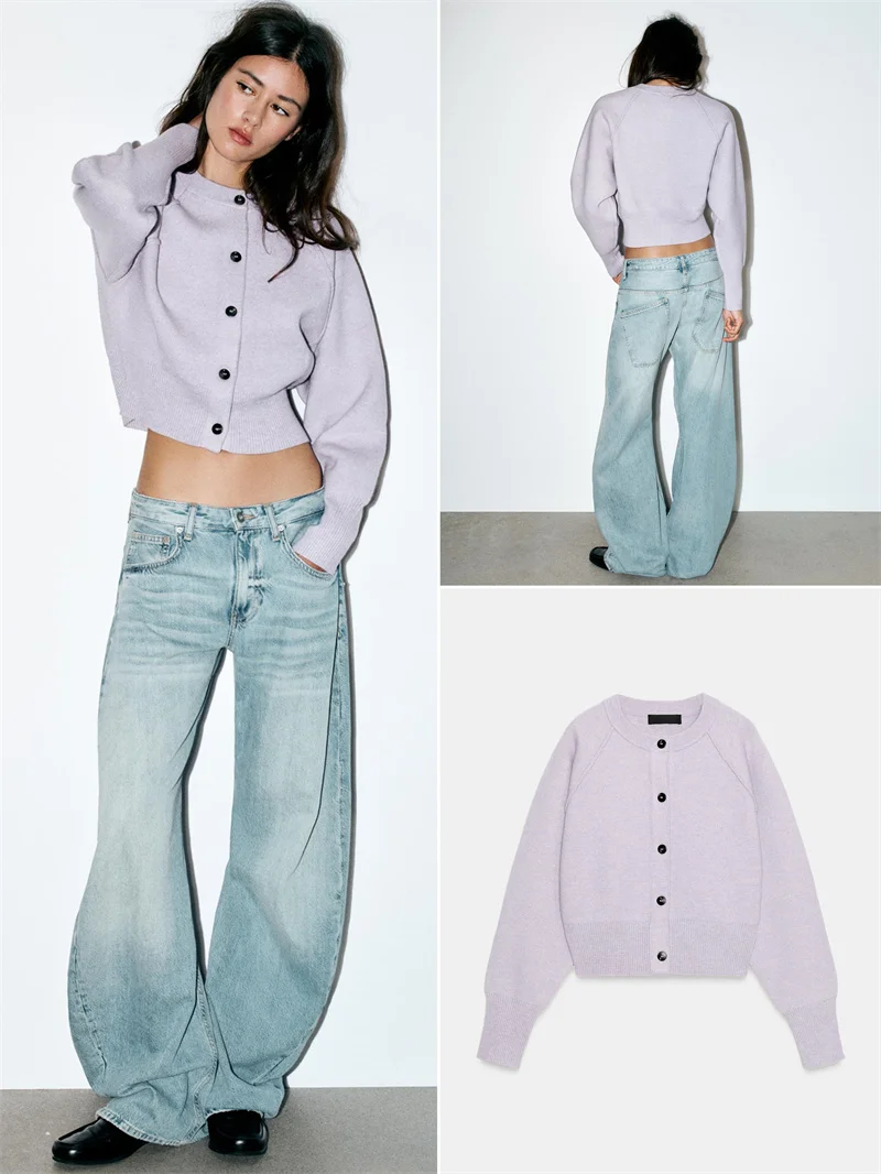 Новый зимний женский повседневный модный фиолетовый хлопковый вязаный кардиган с длинными рукавами и круглым вырезом, мягкая свободная верхняя одежда
Новый зимний женский повседневный модный фиолетовый хлопковый вязаный кардиган с длинными рукавами и круглым вырезом, мягкая свободная верхняя одежда