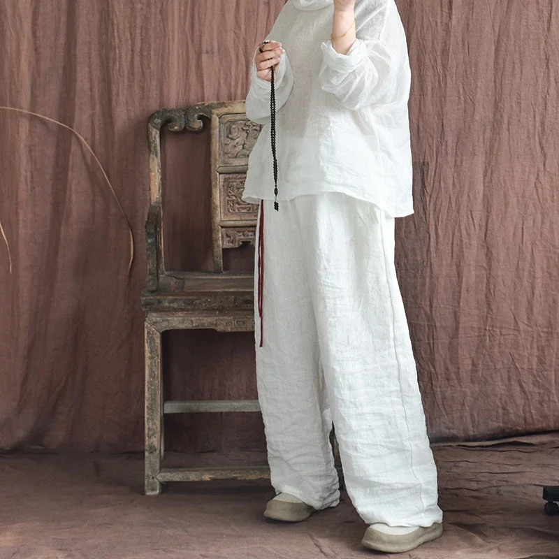 Women High Quality Easy Wide Leg Pants Ramie White Black Solid Color Spring Autumn Bandage Elastic Waist Pants Lady Sweatpants
Women High Quality Easy Wide Leg Pants Ramie White Black Solid Color Spring Autumn Bandage Elastic Waist Pants Lady Sweatpants