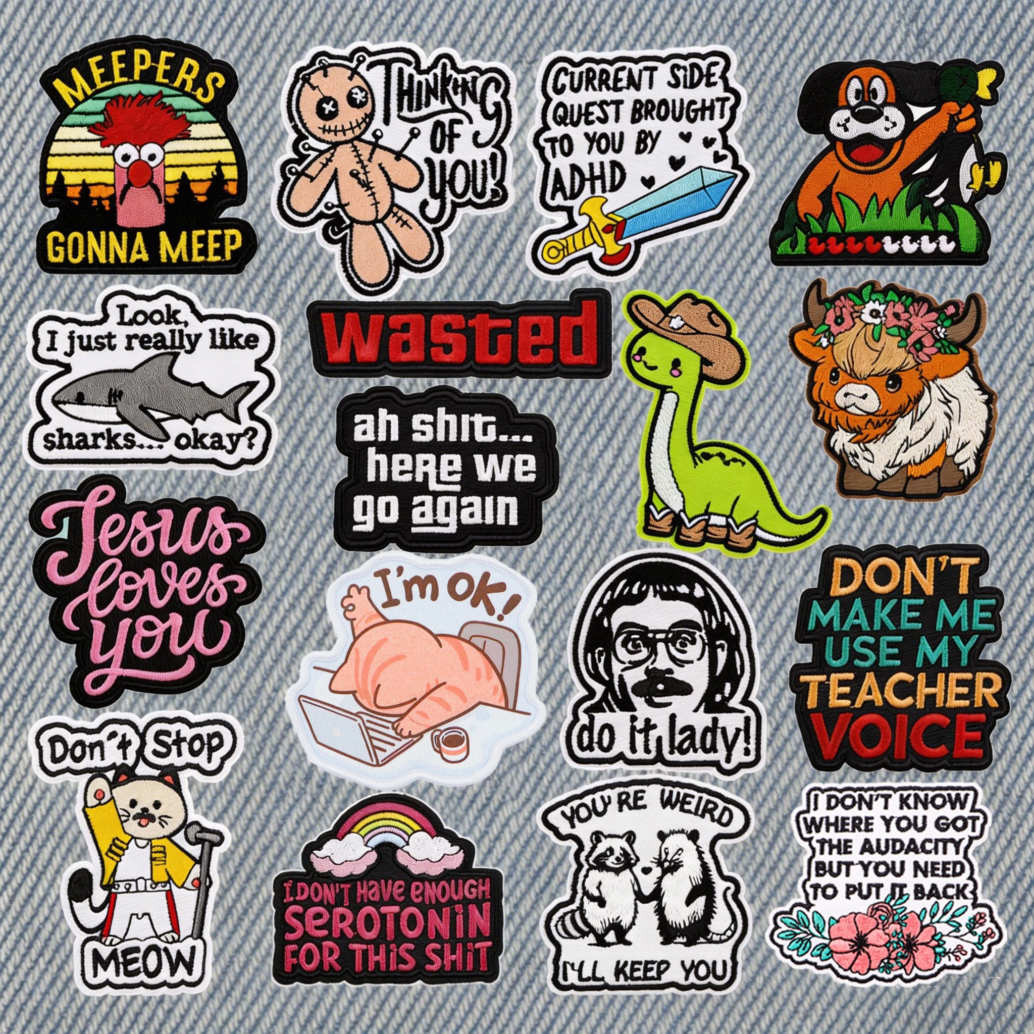 "Wasted" Funny Quotes Embroidered Patches On Backpack Work Cat Clothing Stickers Cartoon Iron On Patches For Clothes Stripes
"Wasted" Funny Quotes Embroidered Patches On Backpack Work Cat Clothing Stickers Cartoon Iron On Patches For Clothes Stripes