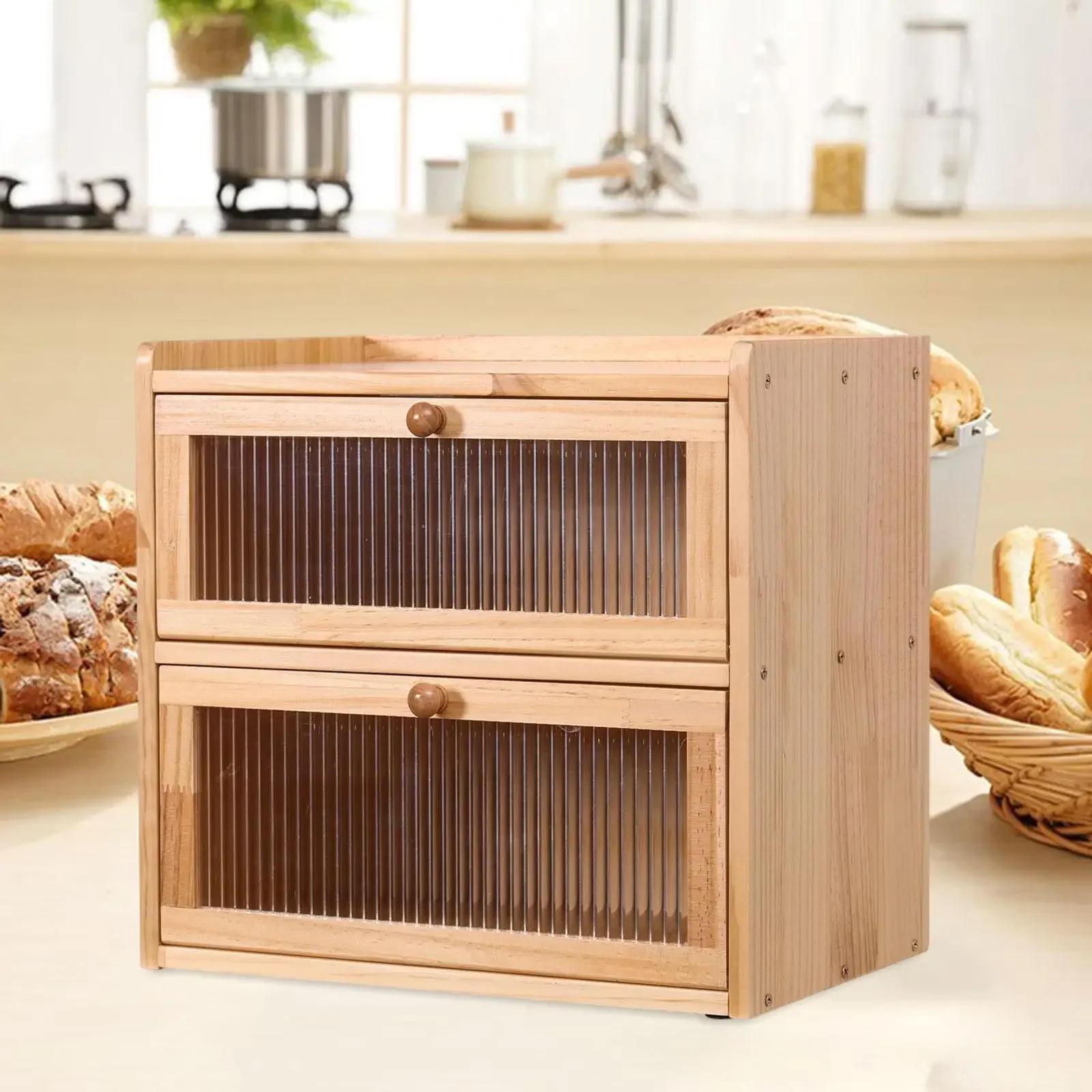 Bread Box for Kitchen Countertop 2 Layer Unique Gift with Flip Lid Wooden Storage Container Bread Holder Farmhouse Breadbox
Bread Box for Kitchen Countertop 2 Layer Unique Gift with Flip Lid Wooden Storage Container Bread Holder Farmhouse Breadbox
