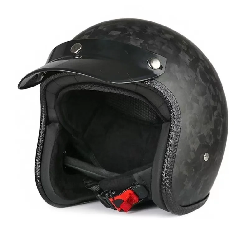 Forged Carbon Fiber Open Face Helmet Classic Matte Black Finish with Glossy Trim Lightweight Retro Helmet for Cruiser Bikes
Forged Carbon Fiber Open Face Helmet Classic Matte Black Finish with Glossy Trim Lightweight Retro Helmet for Cruiser Bikes