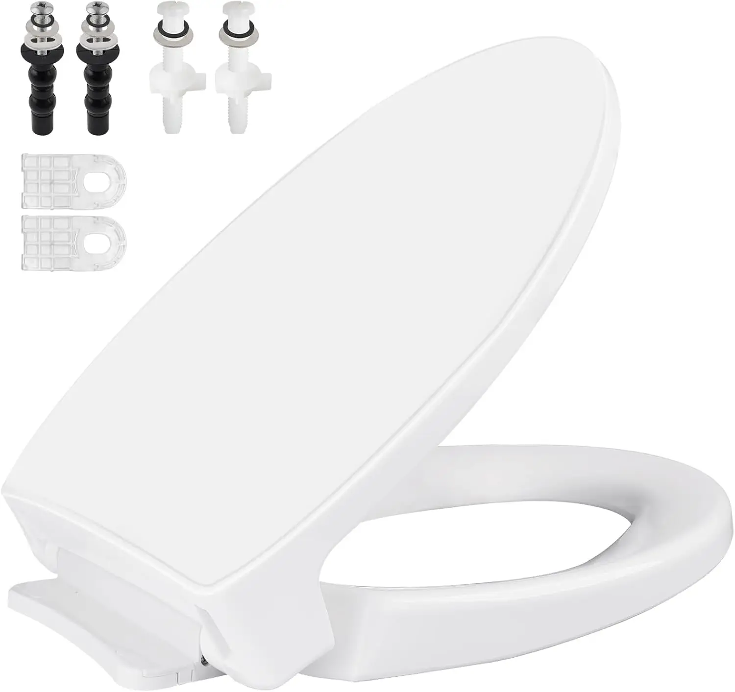 Elongated Soft Close Toilet Seat Replacement with Heavy Duty Oval Design, Includes 2-Pack Bolts and Nuts in White
Elongated Soft Close Toilet Seat Replacement with Heavy Duty Oval Design, Includes 2-Pack Bolts and Nuts in White