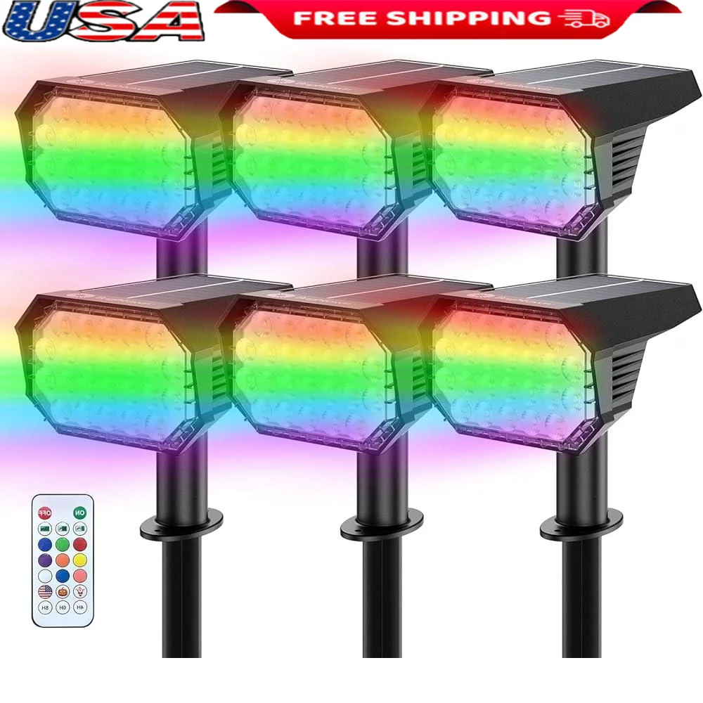 Solar Color Changing Lights Outdoor Waterproof RGB Spotlights with Remote Control 3 Modes Timer Durable LED Garden Lawn Pathway
Solar Color Changing Lights Outdoor Waterproof RGB Spotlights with Remote Control 3 Modes Timer Durable LED Garden Lawn Pathway