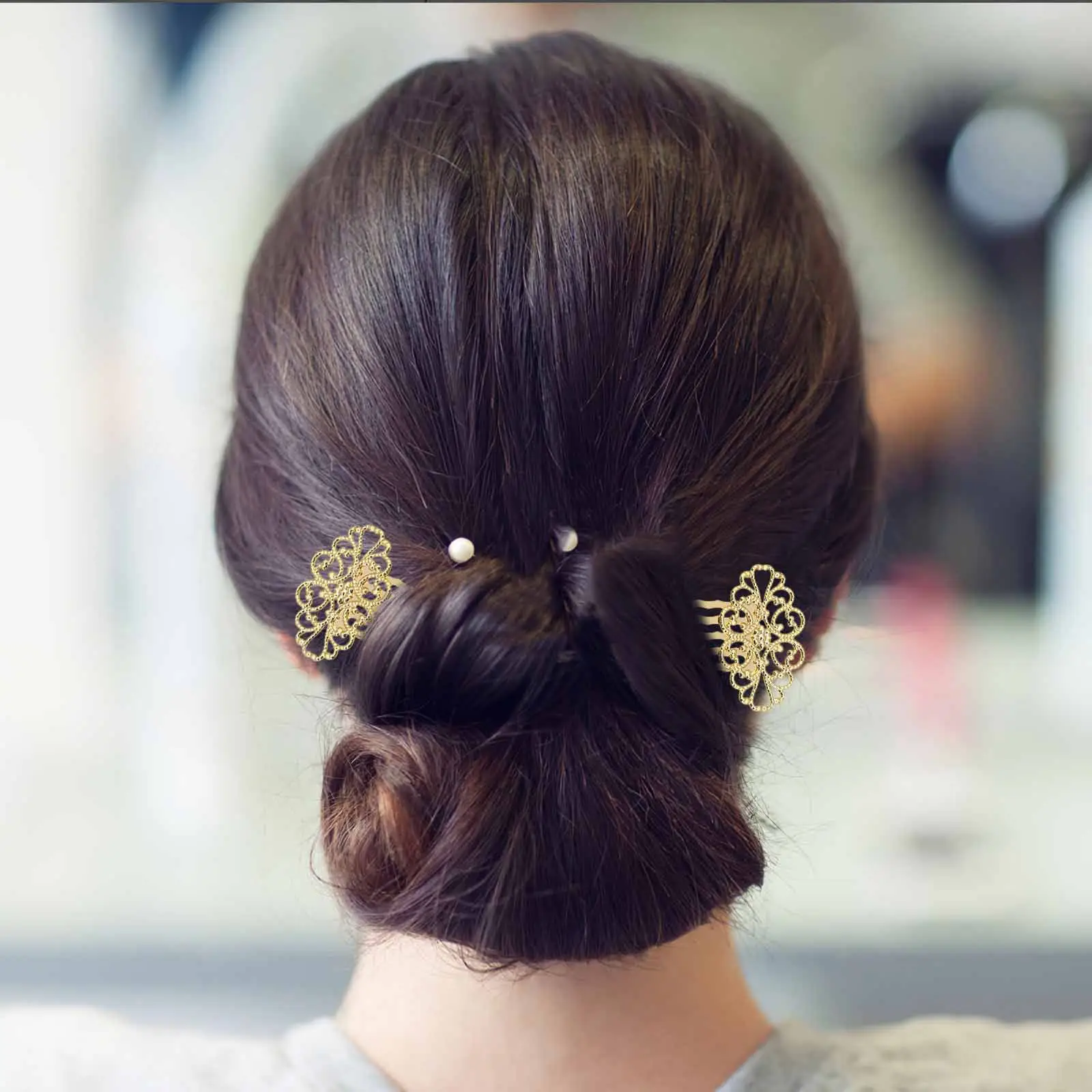 10Pcs Five-Tooth Elegant Hair Comb for Women Flower Design Inserted Side Hair Accessory Bridal Wedding Party Daily Use Gold
10Pcs Five-Tooth Elegant Hair Comb for Women Flower Design Inserted Side Hair Accessory Bridal Wedding Party Daily Use Gold