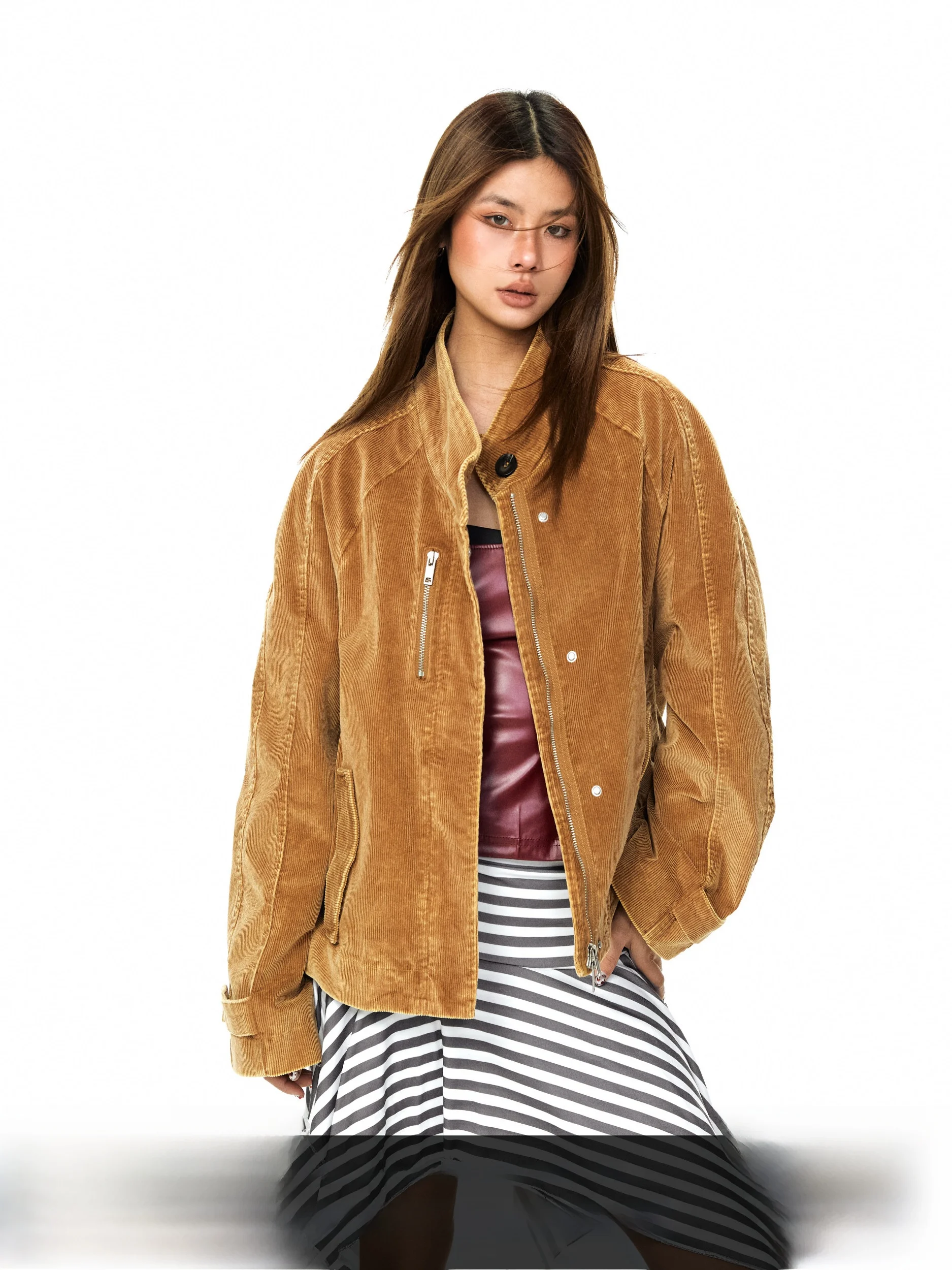 Blabb Deconstructed Zipper Corduroy Stand Collar Jaet Women Early Spring American Trendy Brand Haome Versatile Outerwear
Blabb Deconstructed Zipper Corduroy Stand Collar Jaet Women Early Spring American Trendy Brand Haome Versatile Outerwear