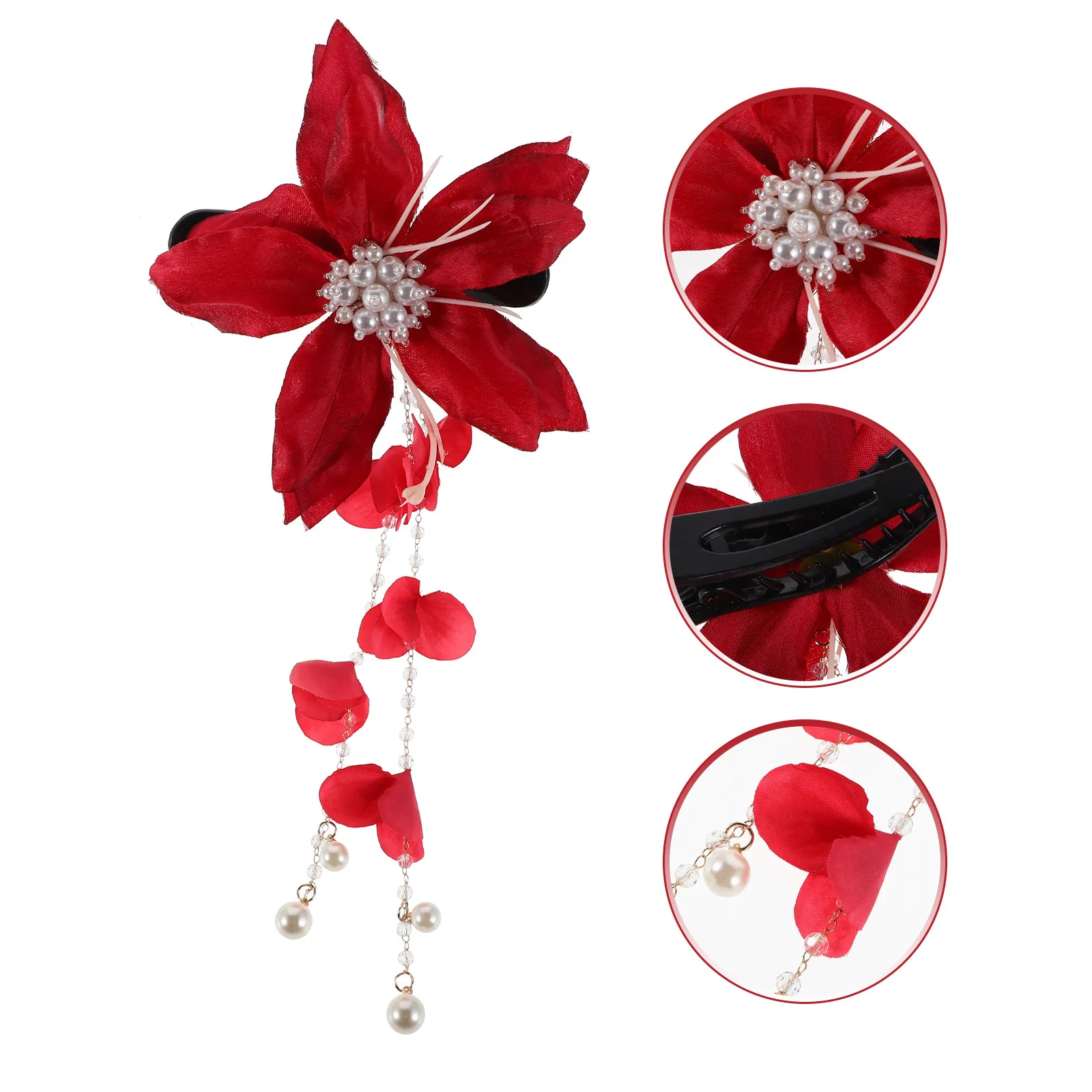 Red Pearl Tassel Flower Hair Clip Lightweight Comfortable Secure Hold Floral Hairpin for Vacation Photo Shoot Holiday Beach
Red Pearl Tassel Flower Hair Clip Lightweight Comfortable Secure Hold Floral Hairpin for Vacation Photo Shoot Holiday Beach