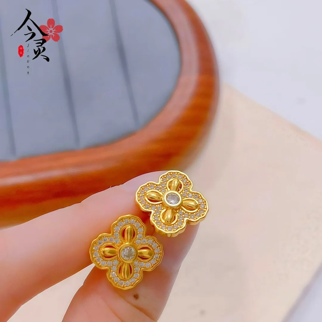 Luxury 24K 9999 Pure Gold real gold Women's Cross Diamond Stud Earrings
Luxury 24K 9999 Pure Gold real gold Women's Cross Diamond Stud Earrings