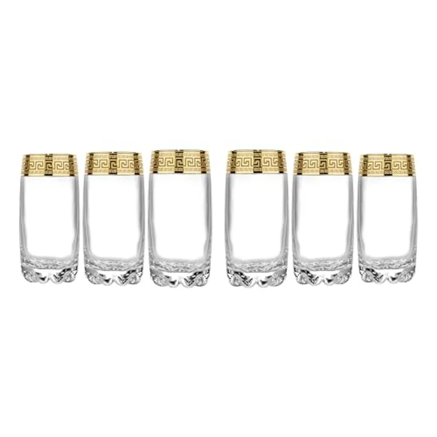 Greek Key Highball Glasses Set of 6-13 oz Tall Glasses. Ideal for Water, Mojitos, Mixed Drinks, Dishwasher Safe Premium Europea
Greek Key Highball Glasses Set of 6-13 oz Tall Glasses. Ideal for Water, Mojitos, Mixed Drinks, Dishwasher Safe Premium Europea